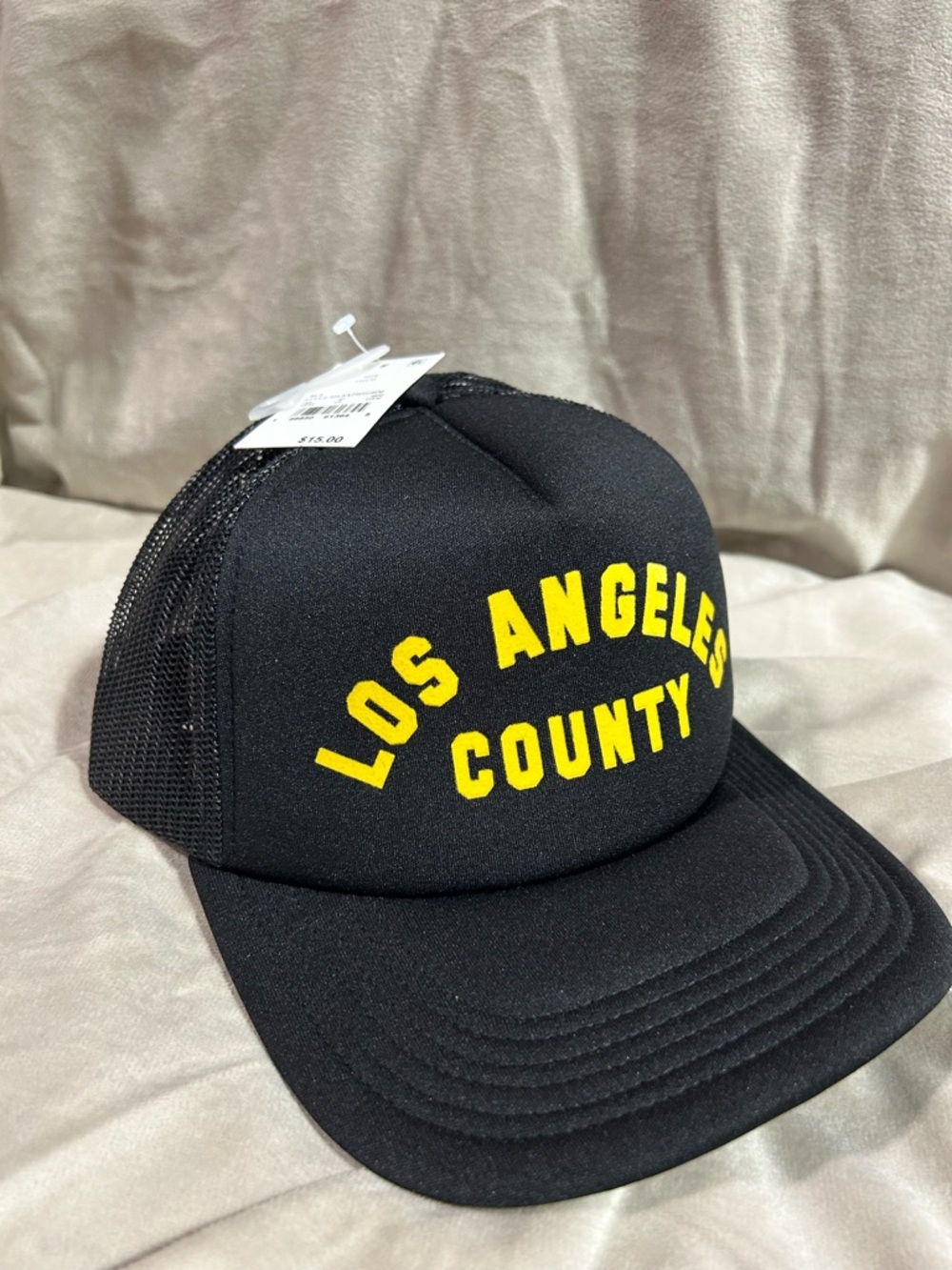 Los Angeles County Black Trucker Hat with Yellow Lettering